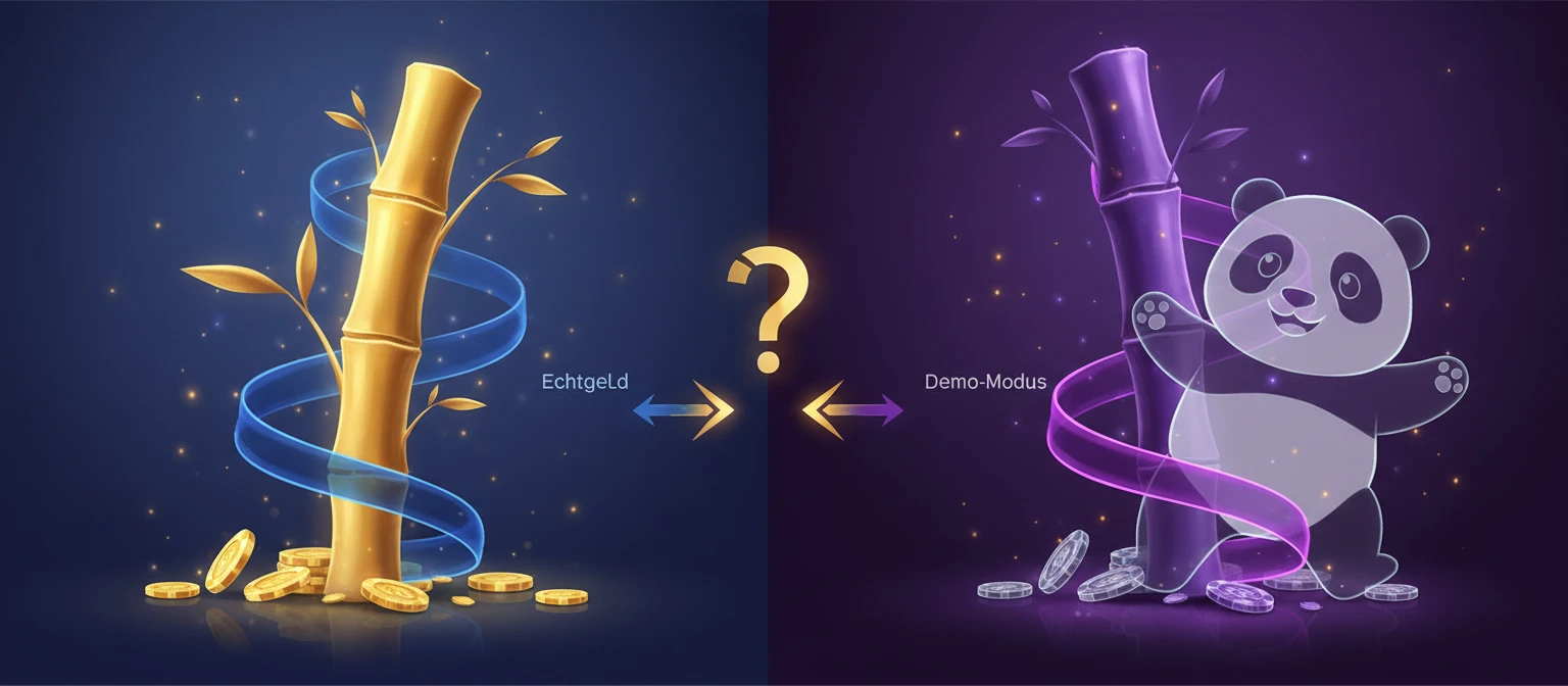 Entscheidung zwischen Demo-Modus und Echtgeld
